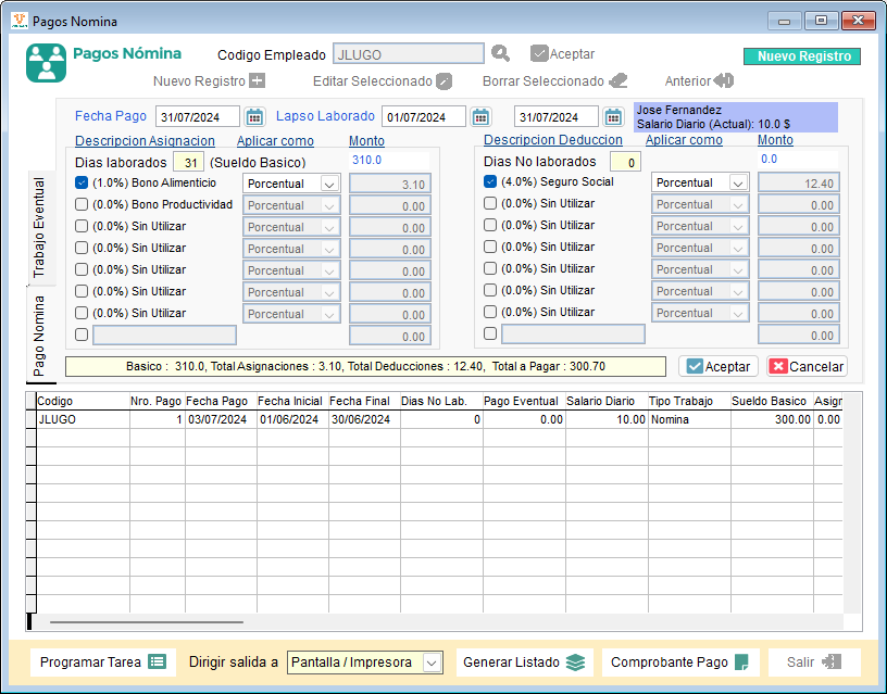Configuración de Asignaciones y Deducciones - PROGAN Software Ganadero