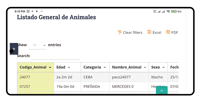 PROGAN Cloud-Listado General de Animales PROGAN Cloud-Listado General de Animales
