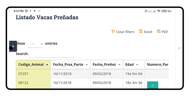 PROGAN Cloud-Listado Vacas Preñadas PROGAN Cloud-Listado Vacas Preñadas